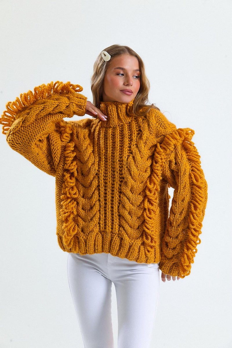 estako Cozy Thick & Quick Yarn 20% Wool 80% Acrylic Soft Super Bulky Weight #6 Knitting and Crocheting Yarn 3.52 oz (100gr) 65 yds (60 m) (52099-Dark Orange) - Image 3